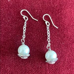 Elegant Sterling Silver Pearl Drop Earrings
